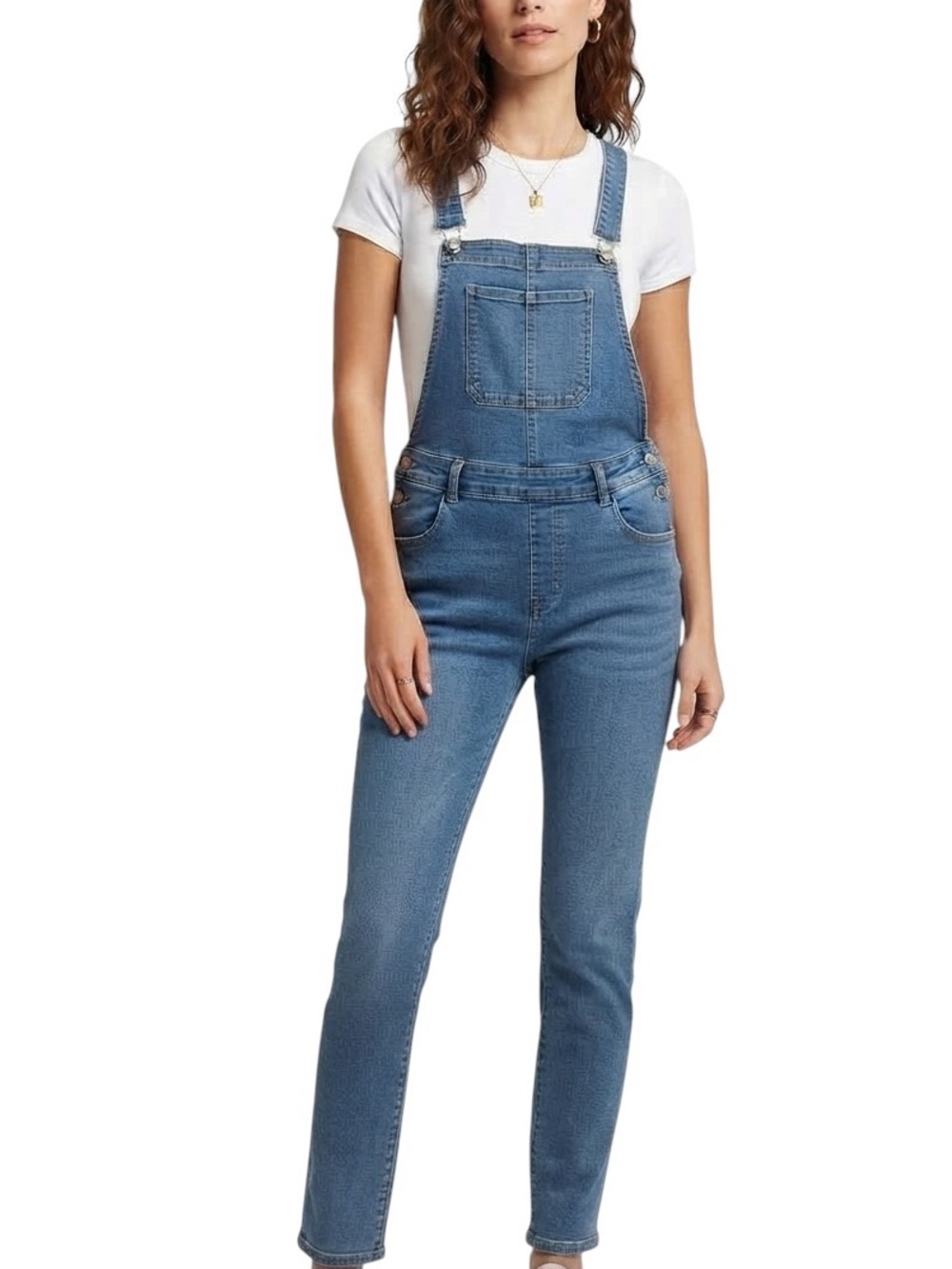 Skinny Denim Overalls Jeggings Indigo Wash Large